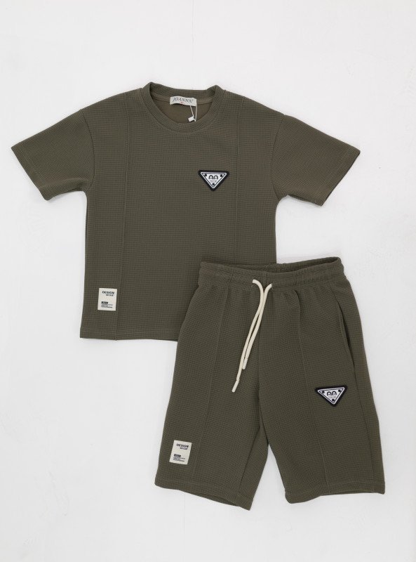 Boys' Waffle Knit Summer Set – 3 Colors - DarkBrown