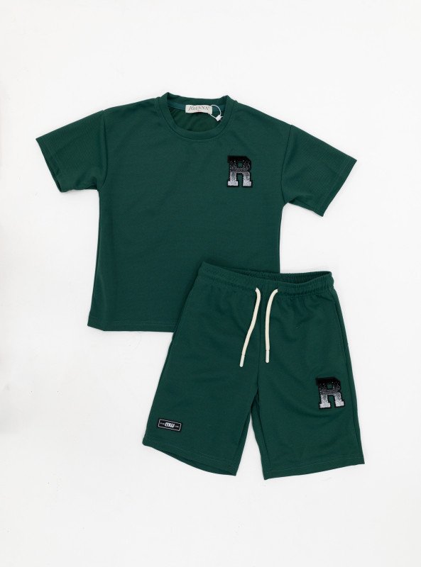 Boys' Cotton "R" Patch T-Shirt & Shorts Set - Green