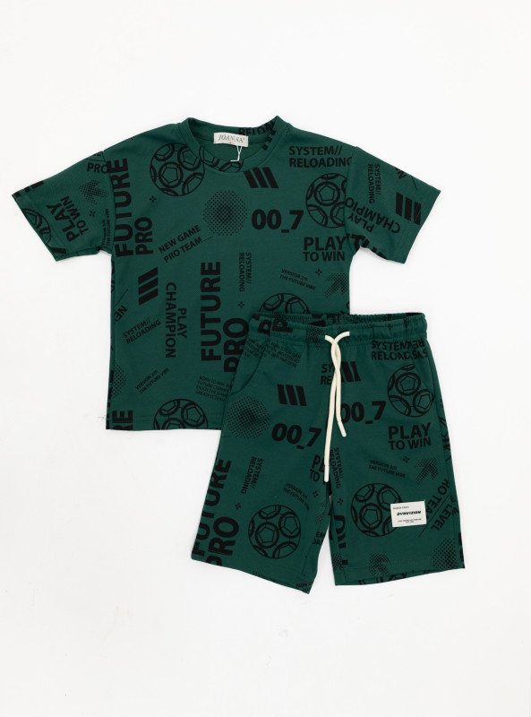 Boys’ “FUTURE PRO” All over Print Sports Set – T-Shirt & Shorts - Green