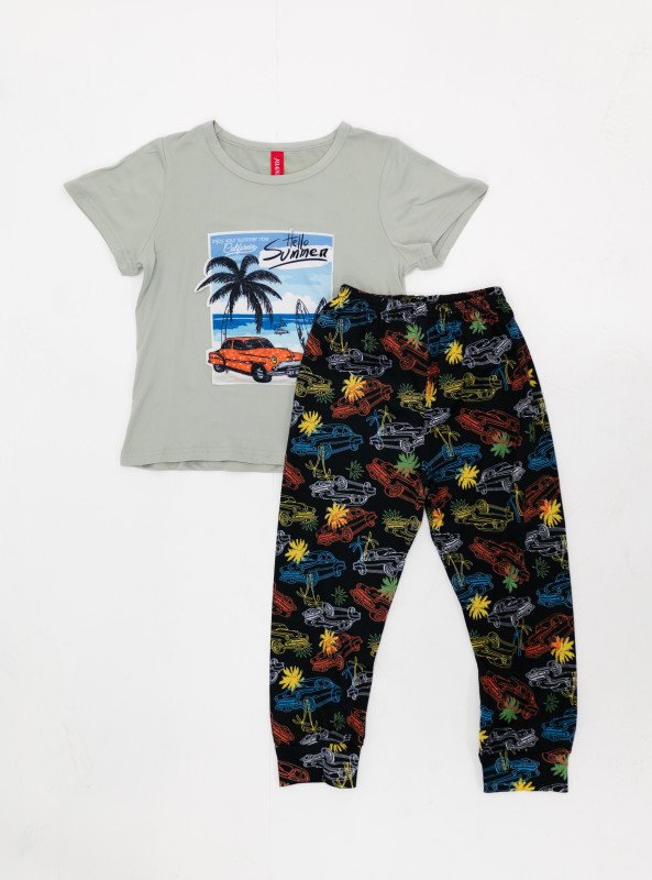 Boys' Summer Vibes Printed Pajama Set (2-Piece) - Gray