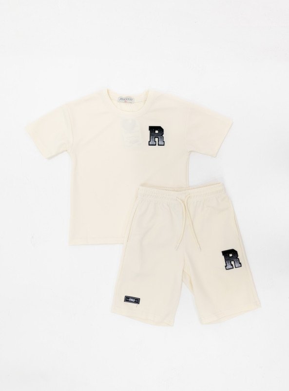 Boys' Cotton "R" Patch T-Shirt & Shorts Set - White