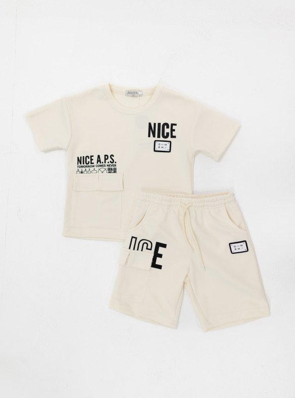Boys' Urban Graphic Pocket Set (T-Shirt + Shorts) - White