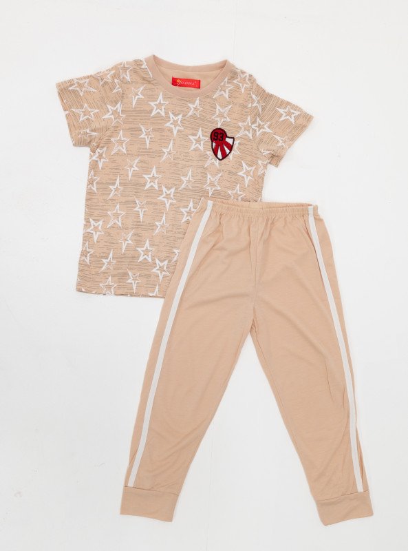 Boys' Star Stripe Lounge Set - Beige