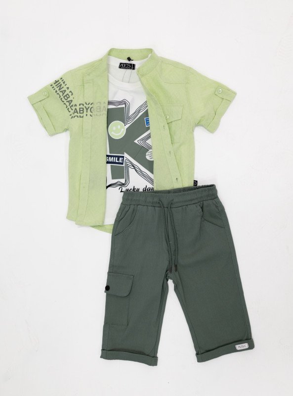 Boys 3-Piece Summer Casual Set – Stylish Comfort for Everyday Adventures - LightGreen