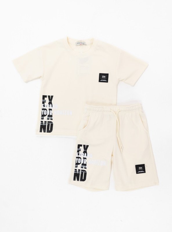 Boys' Expand Your Horizon Cotton Summer Set (Green & White) - White