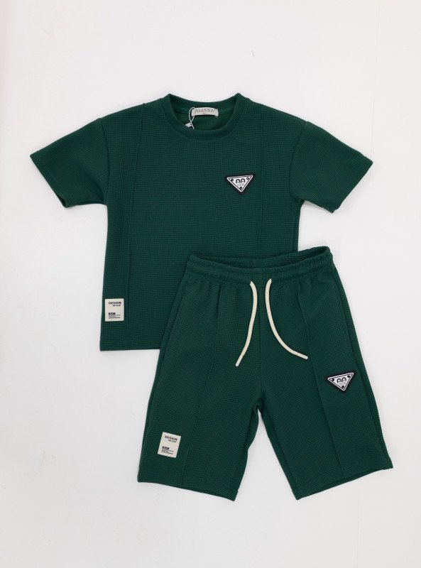 Boys' Waffle Knit Summer Set – 3 Colors - DarkGreen